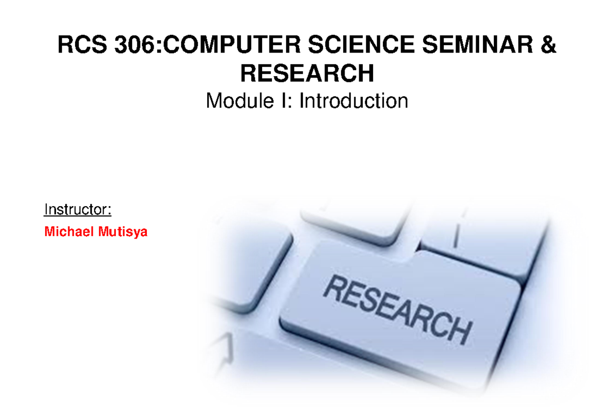 research methodology course in computer science