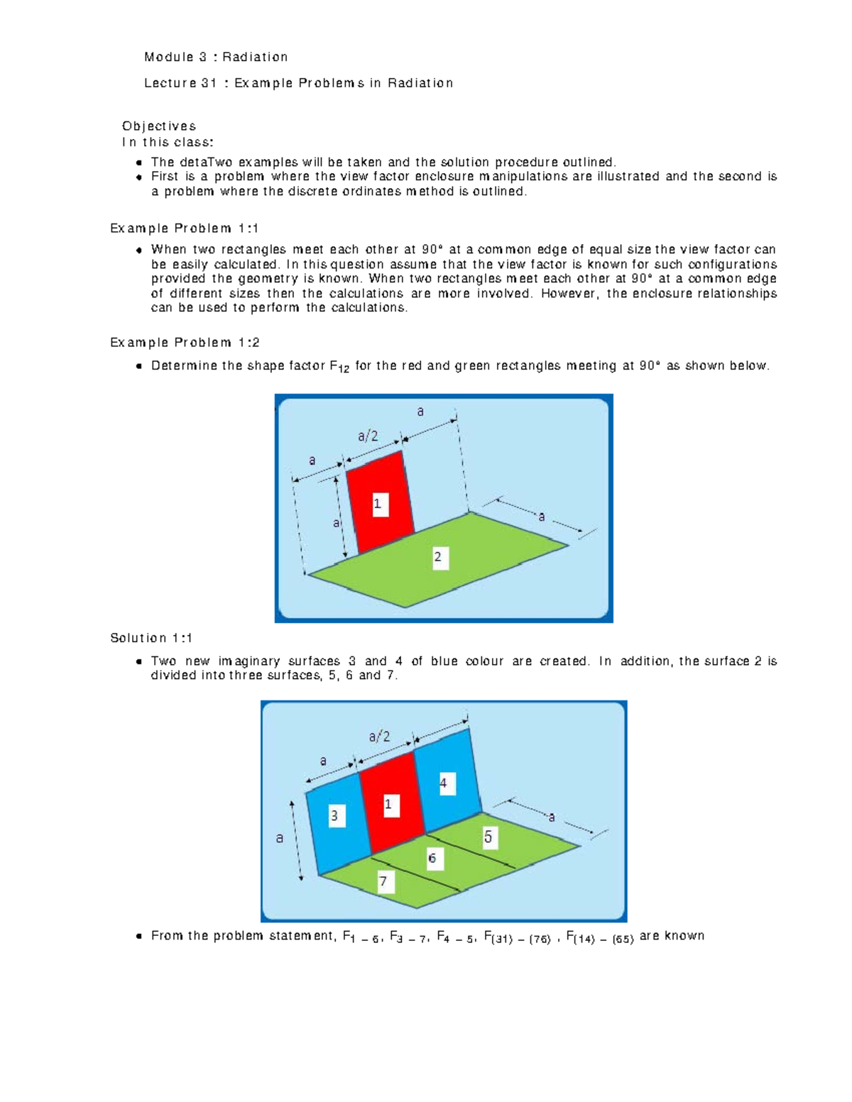 Lec31 Heat And Mass Transfer M O D U L E 3 Ra D I A T I O N Le C T U R E 3 1 Ex A M P L 1169