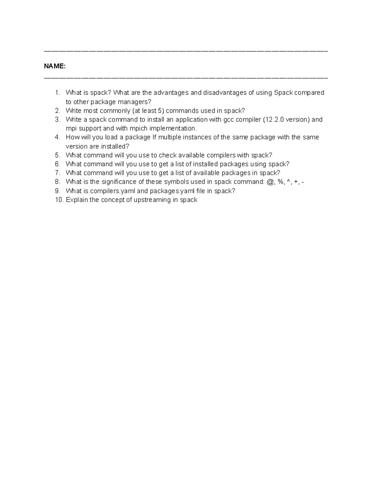 Spack questions