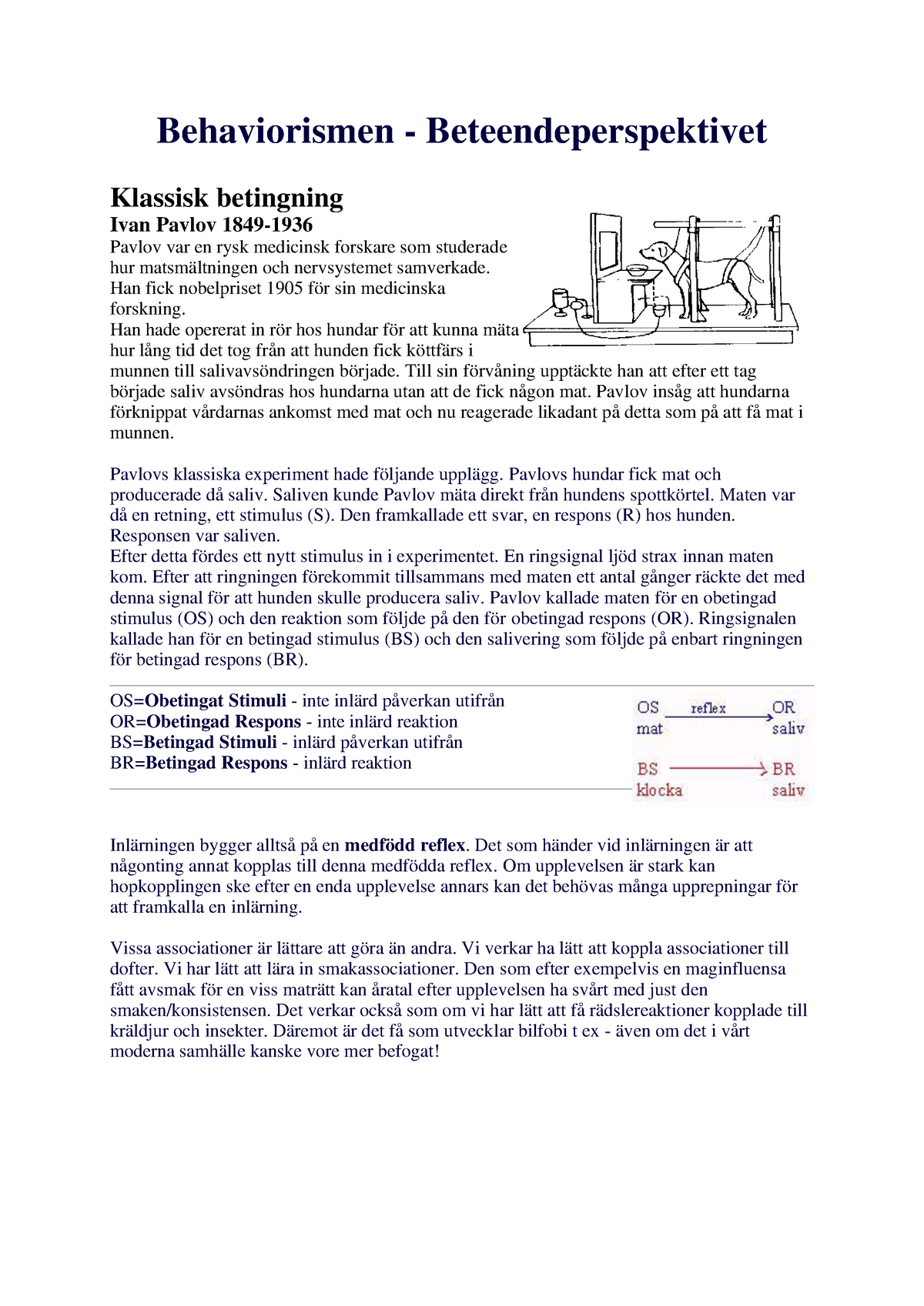 Behaviorismen Utan Facit Ht 2023 - Behaviorismen - Beteendeperspektivet ...