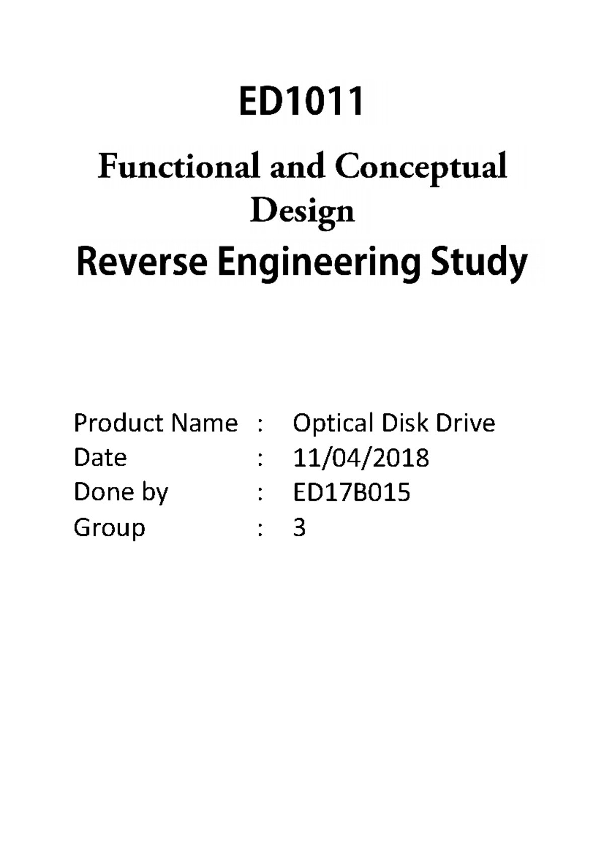 Sample 11B - huii - Product Name : Optical Disk Drive Date : Done by ...
