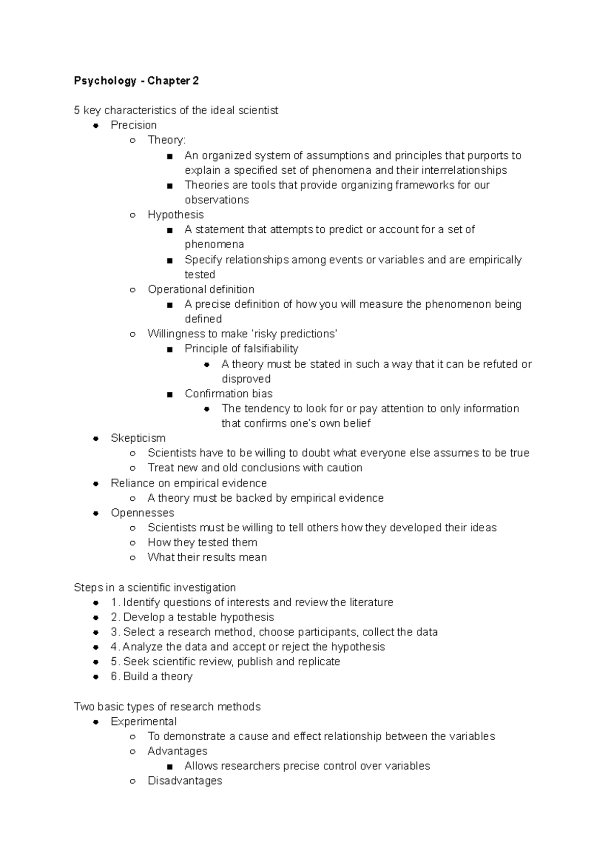 Psychology - Chapter 2 3 (PS 101) (Study Material) - PS101 - WLU - Studocu
