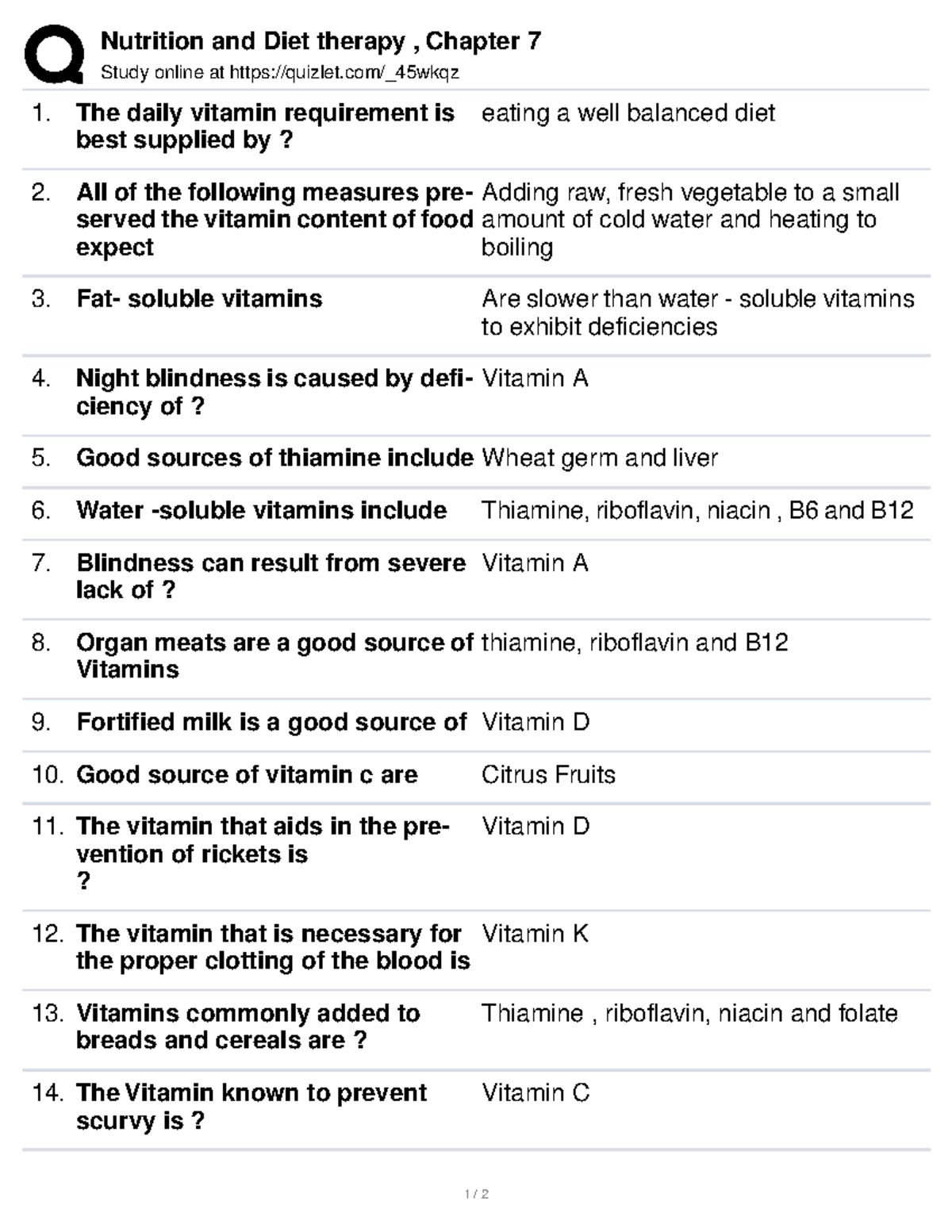 Nutrition and Diet therapy , Chapter 7 - Nutrition and Diet therapy ...