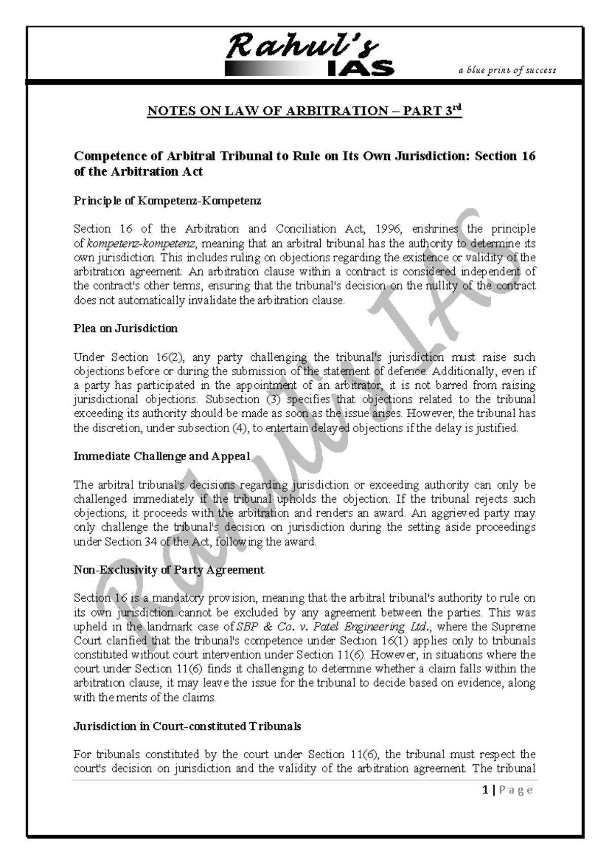 PART III Notes ON LAW OF Arbitration-2 - NOTES ON LAW OF ARBITRATION ...