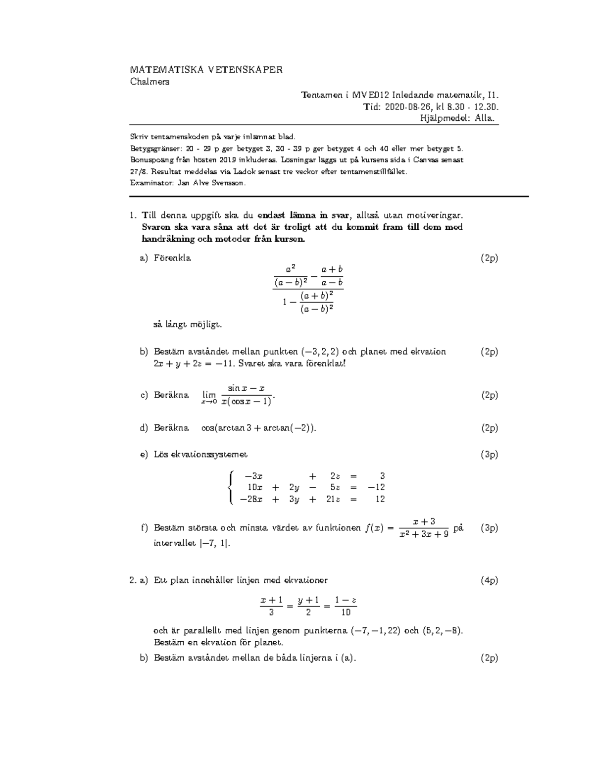 Tnt MVE 012 2008 26 - Tenta - MATEMATISKA VETENSKAPER Chalmers Tentamen ...