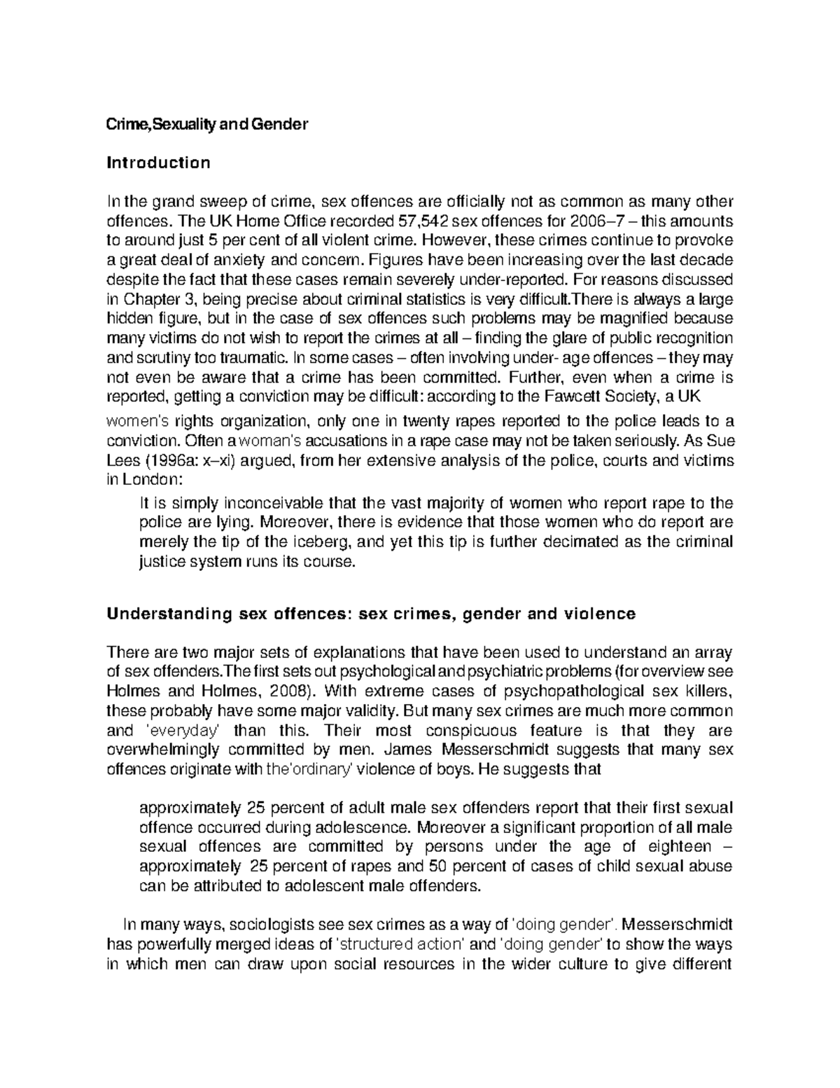 Criminology Chapter 7 With extreme cases of psychopathological sex