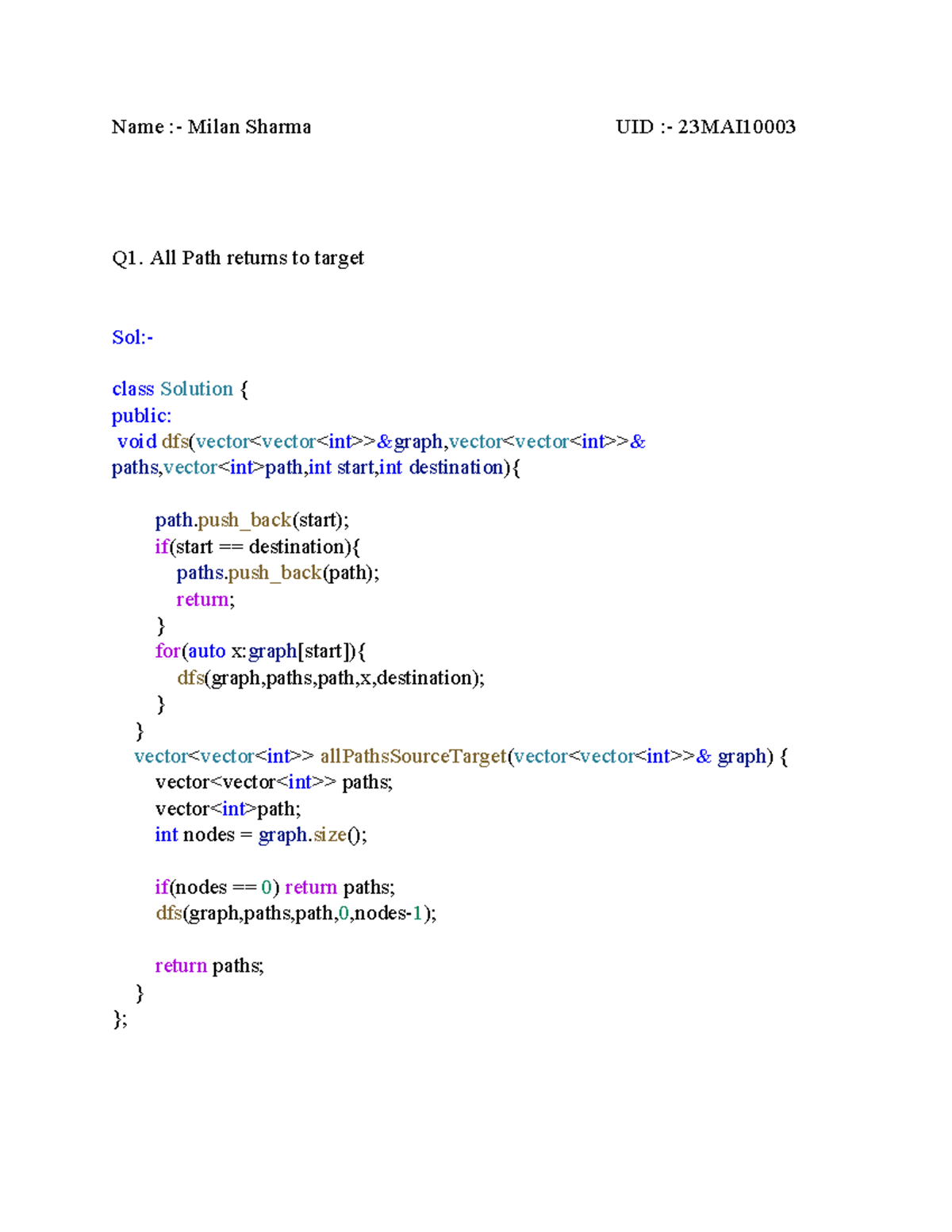 Dsa Day 3 Name Milan Sharma Uid 23mai Q1 All Path Returns To