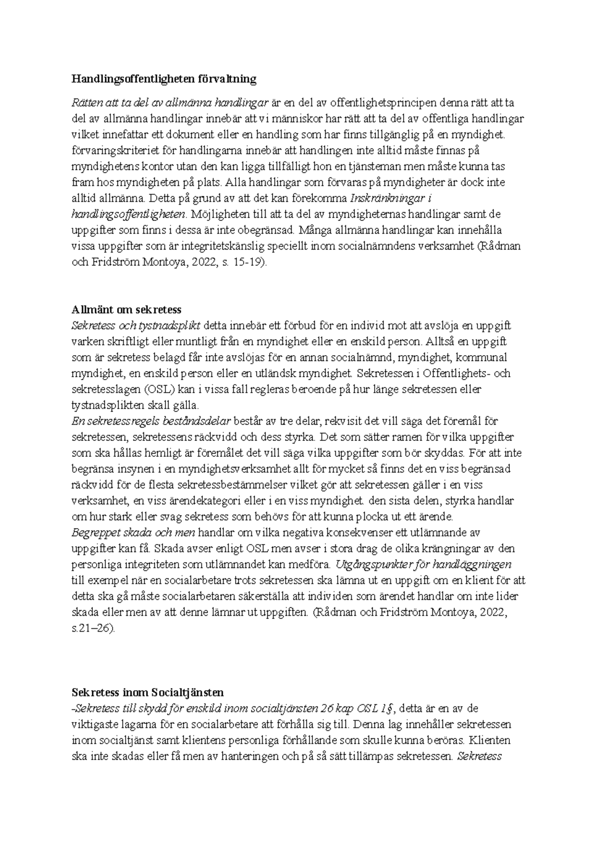 Seminarium 1 OSL offentlighet och sekretesslagen