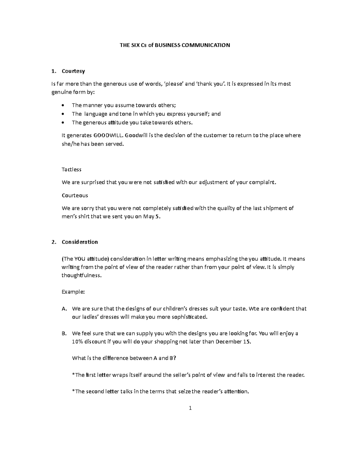 THE SIX Cs of Business Communication - THE SIX Cs of BUSINESS ...