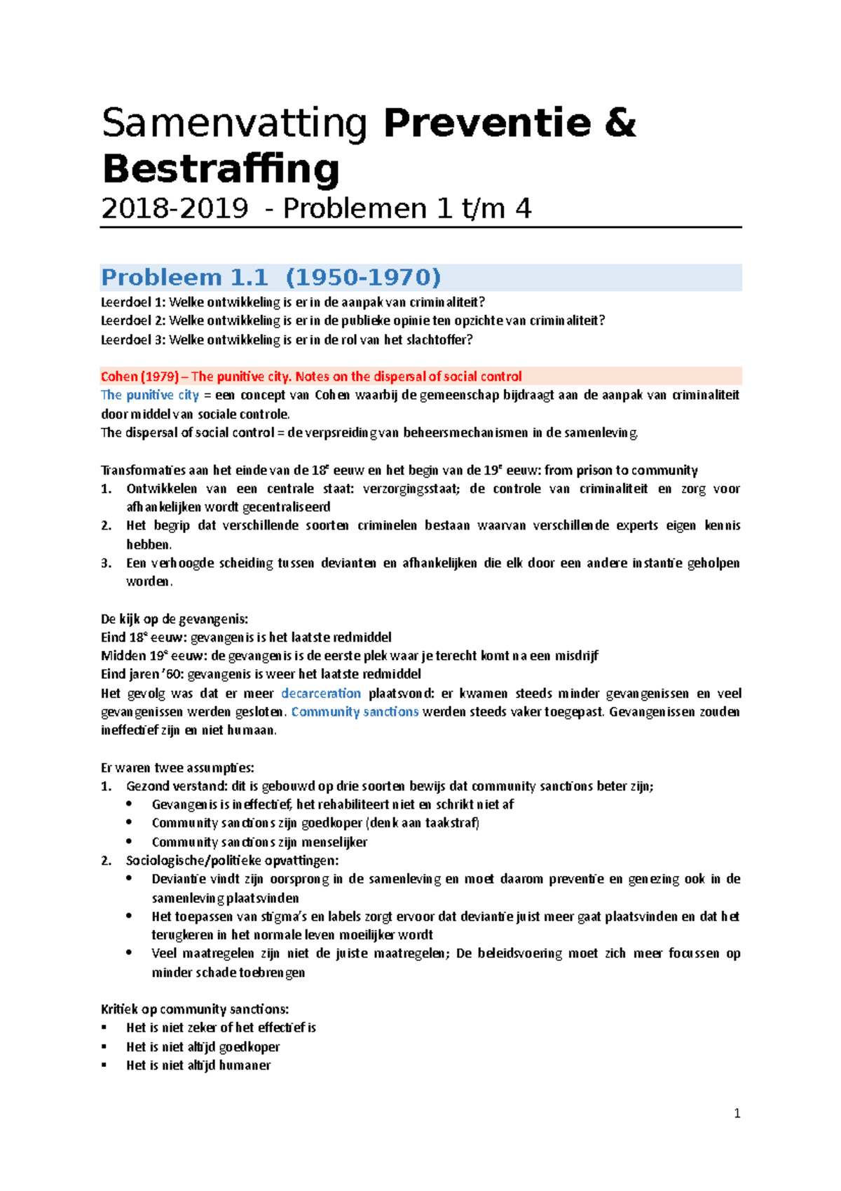 Samenvatting Preventie & Bestraffing - Notes On The Dispersal Of Social ...