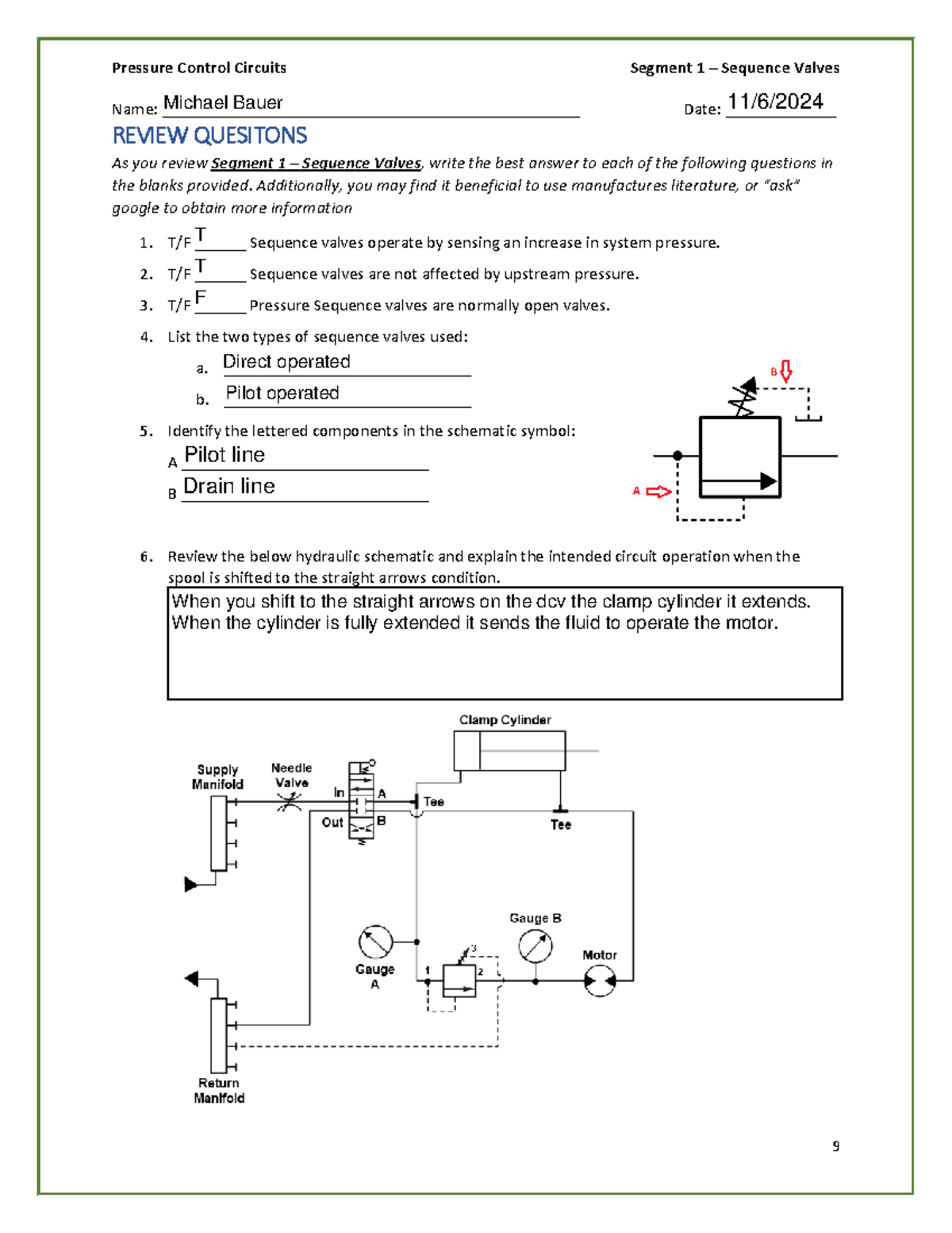 A06 Worksheet - Segment 1 – Sequence Valves Date: _____________ 9 ...