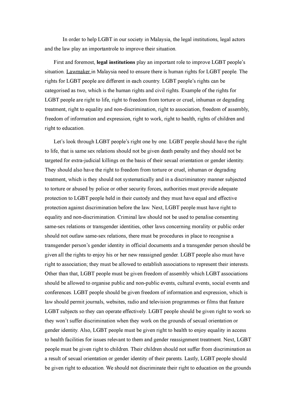 Suggestion LGBT-essay-docx - In order to help LGBT in our society in ...