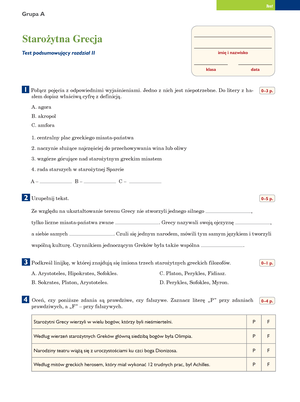 3 Starozytny Rzym Test Gr A - Test Grupa A Imię I Nazwisko Klasa Data 1 ...