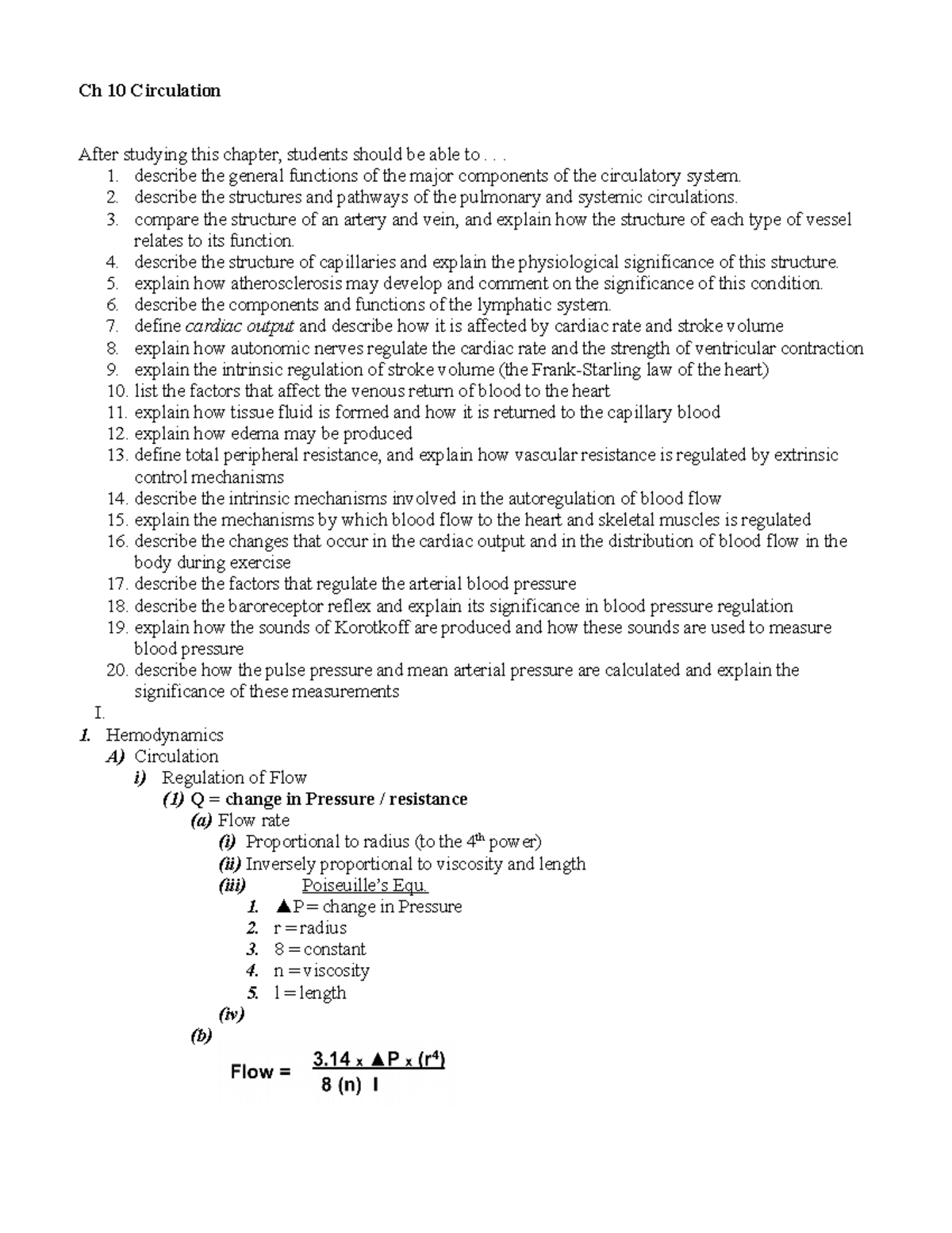 K Chap 10 Circulation - Lab outline - Ch 10 Circulation After studying ...