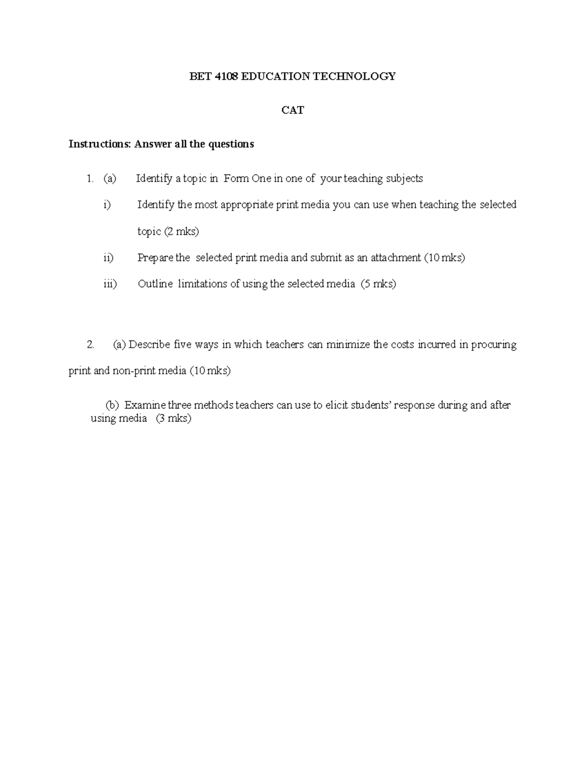 BET 4108 Education Technology Regular BET 4108 EDUCATION TECHNOLOGY