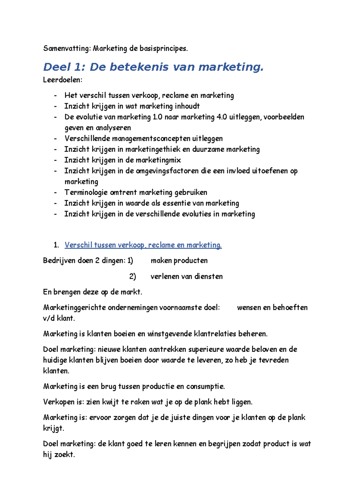 Samenvatting Marketing Basis - Samenvatting: Marketing De ...