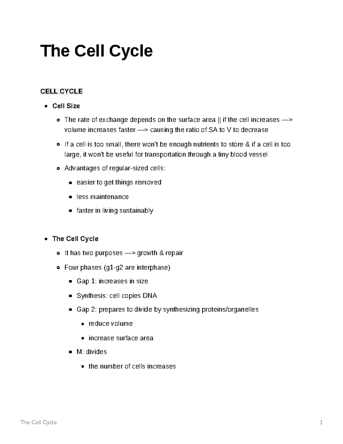 The Cell Cycle - The Cell Cycle CELL CYCLE Cell Size The rate of ...