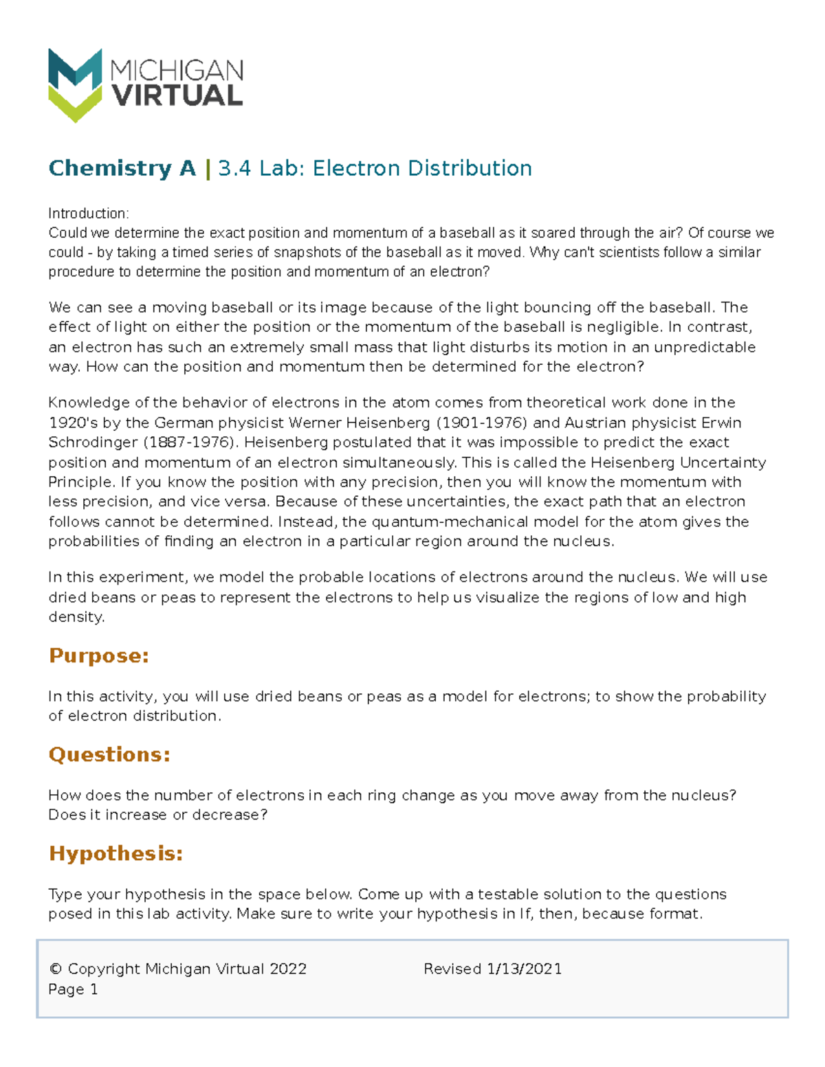 Chemistry A 3.4 Electron Distribution Lab Finished Chemistry A 3