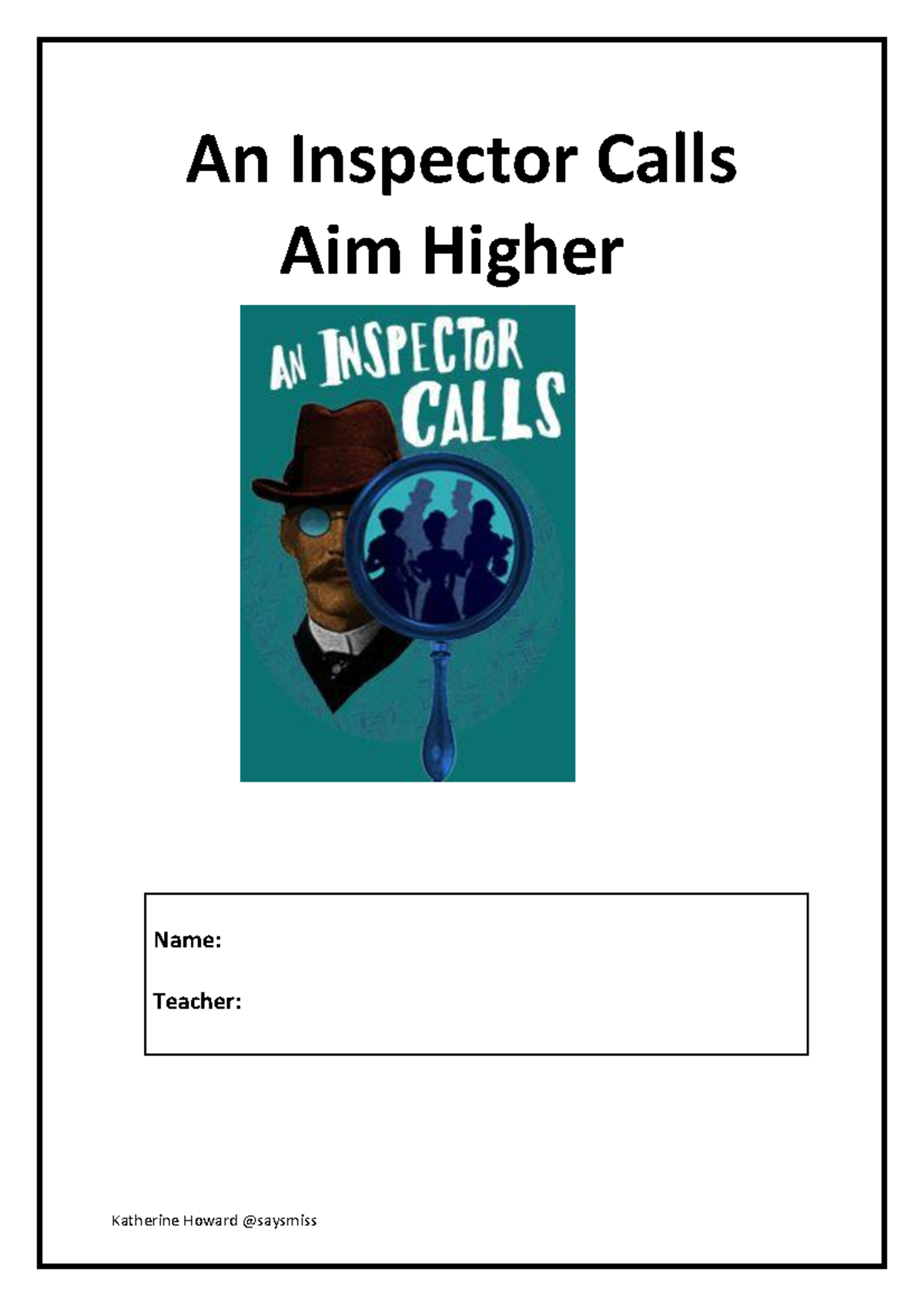 An Inspector Calls Aim Higher Booklet - An Inspector Calls Aim Higher 