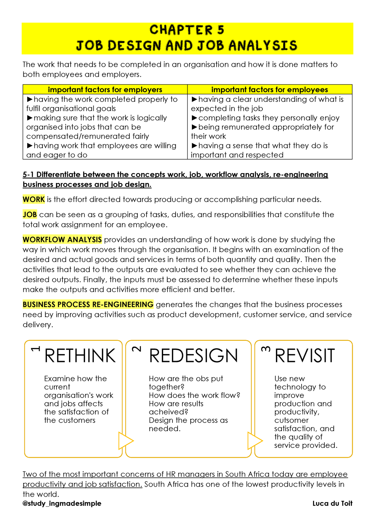 Chapter 5 JOB Design AND JOB Analysis CHAPTER 5 JOB DESIGN AND JOB