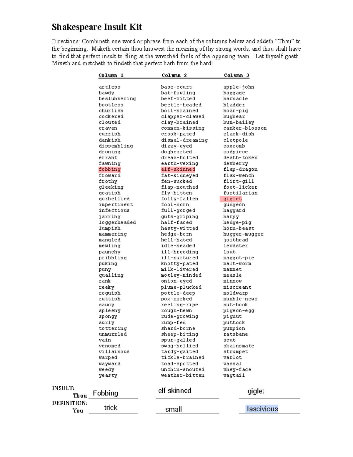 Kami Export - Alejandro Landeros - Shakespeare Insult Kit - Shakespeare ...