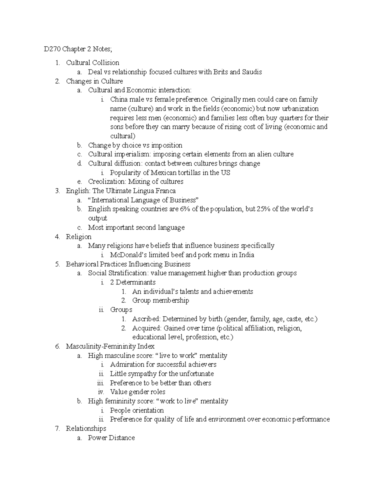 D270 Chapter 2 Notes - Summary of International Business - D270 Chapter ...