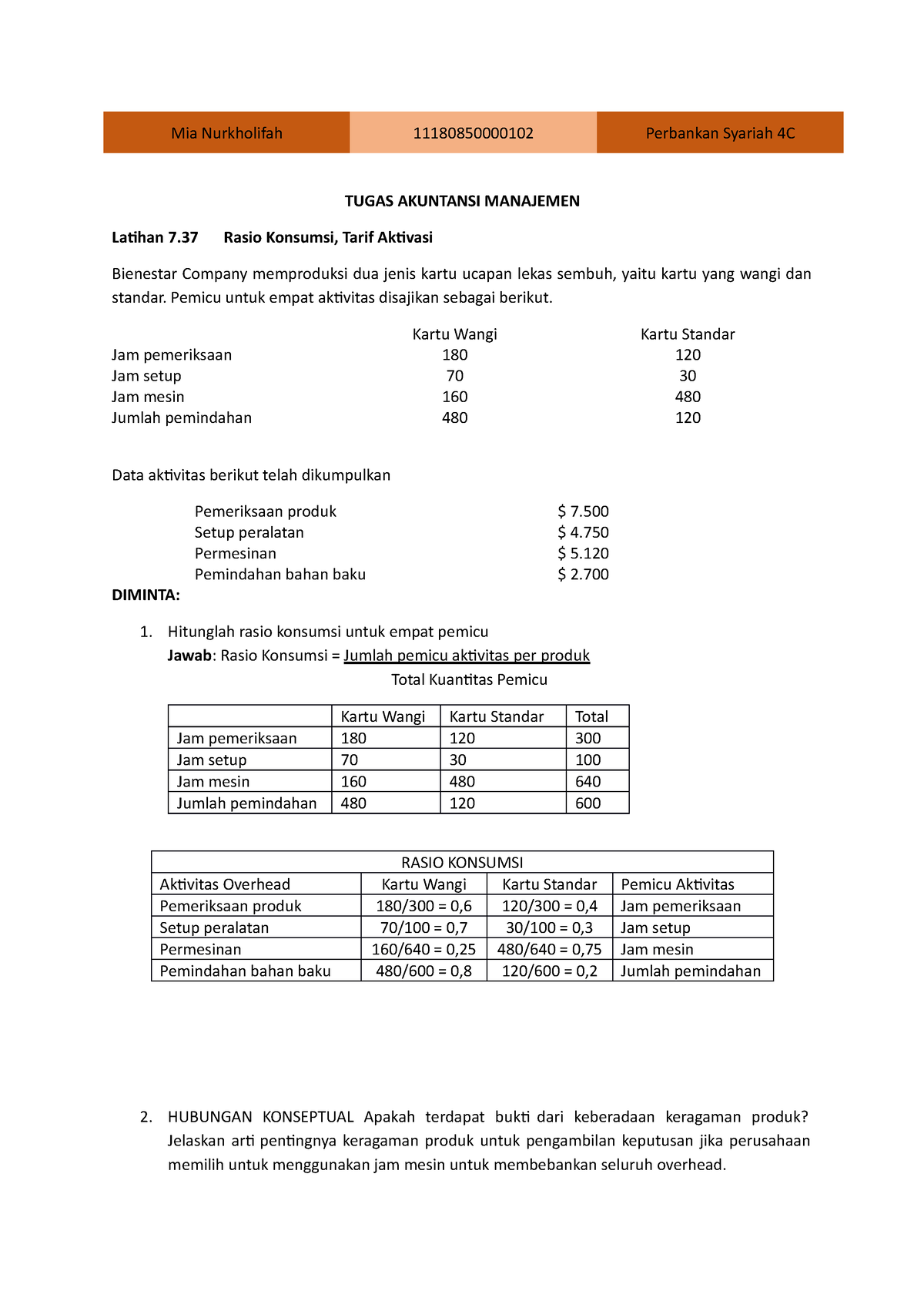 Latihan Bab 7 Akuntansi Manajemen - Mia Nurkholifah 11180850000102 ...
