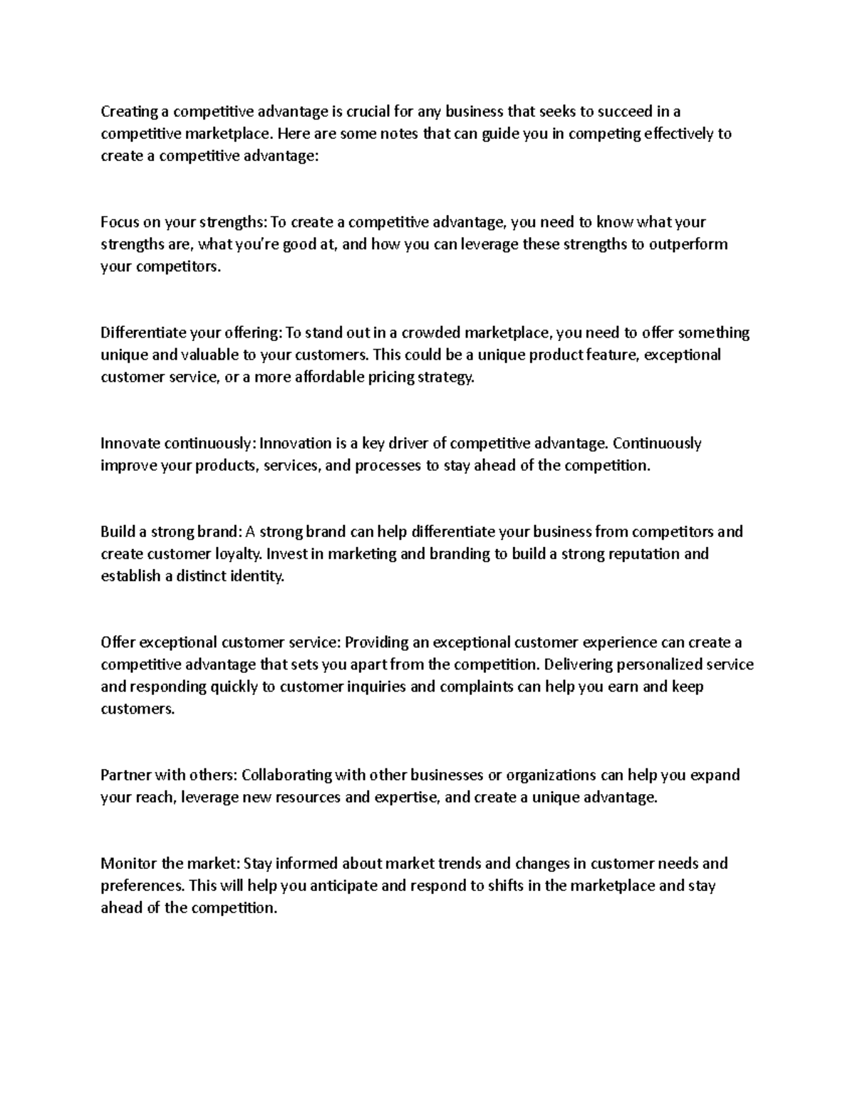 31 - Notes answering this question: How should we compete in order to ...