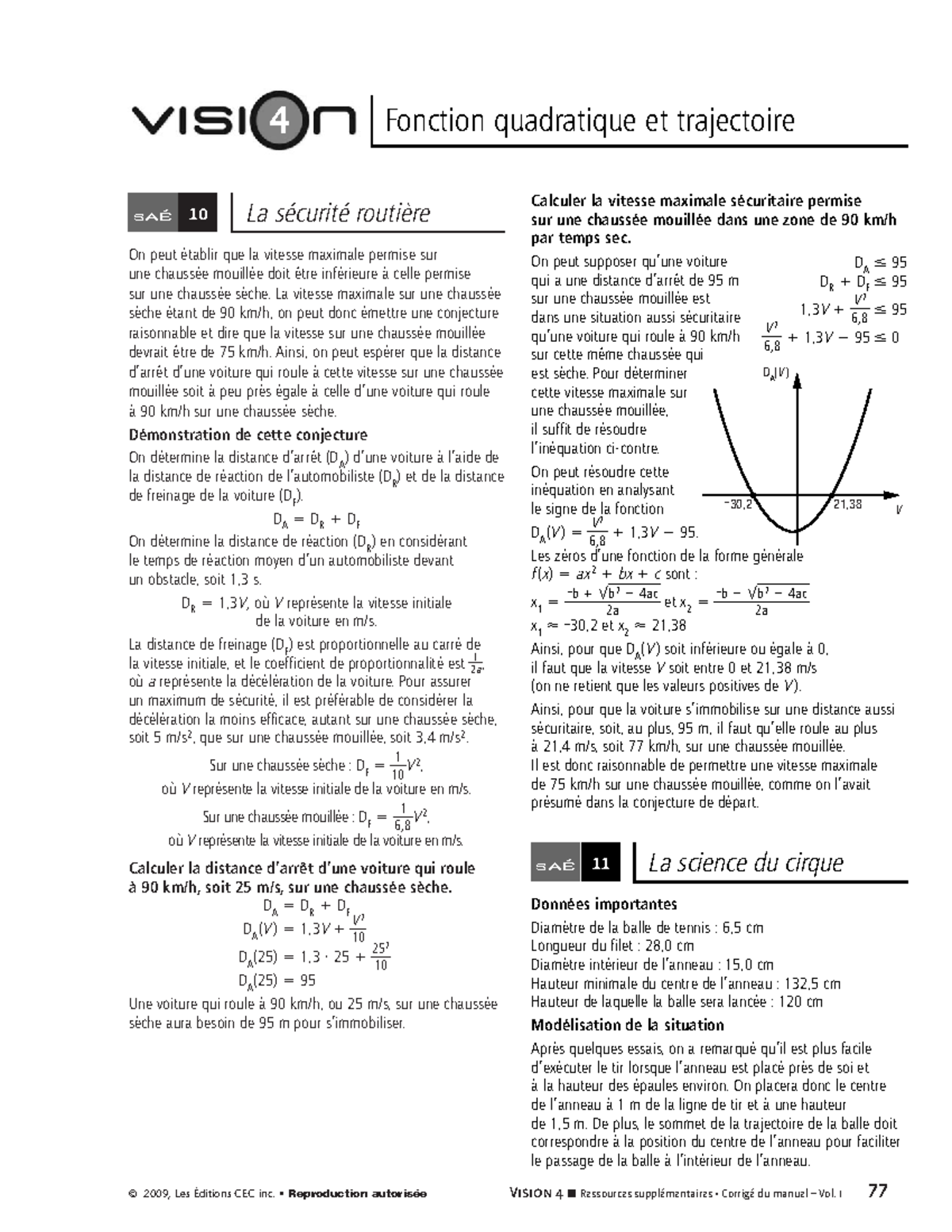 Vision-1 4sn corrige 4 - Math corrected Secondary 4 book - © 2009, Les ...