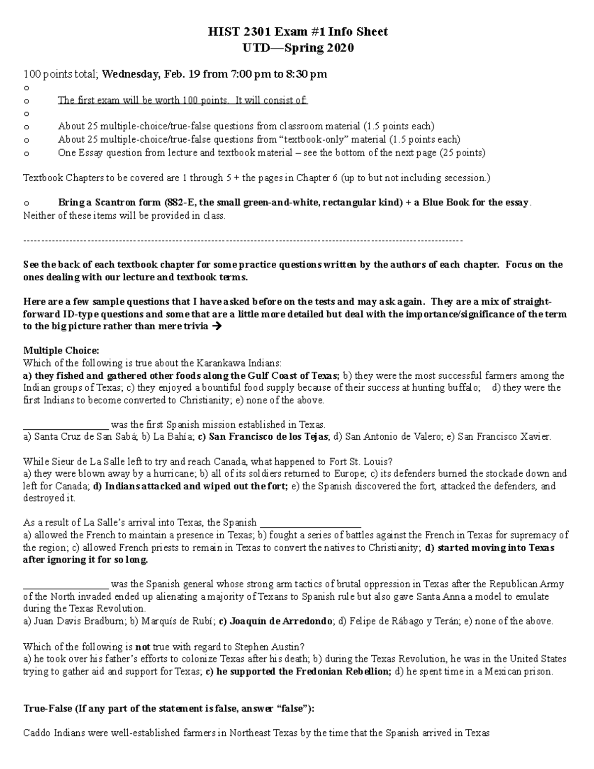 Utd Hist2301exam1 Test Review Spring 2020 Hist 2301 Exam 1 Info Sheet Utd Spring 2020 100 Utd Hist2301exam1 Test Review Spring 2020 Hist 2301 Exam 1 Info Sheet Utd Spring 2020 100