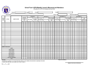 SF 2 Daily Attendance (Editable) - School ID School Year Name of School ...