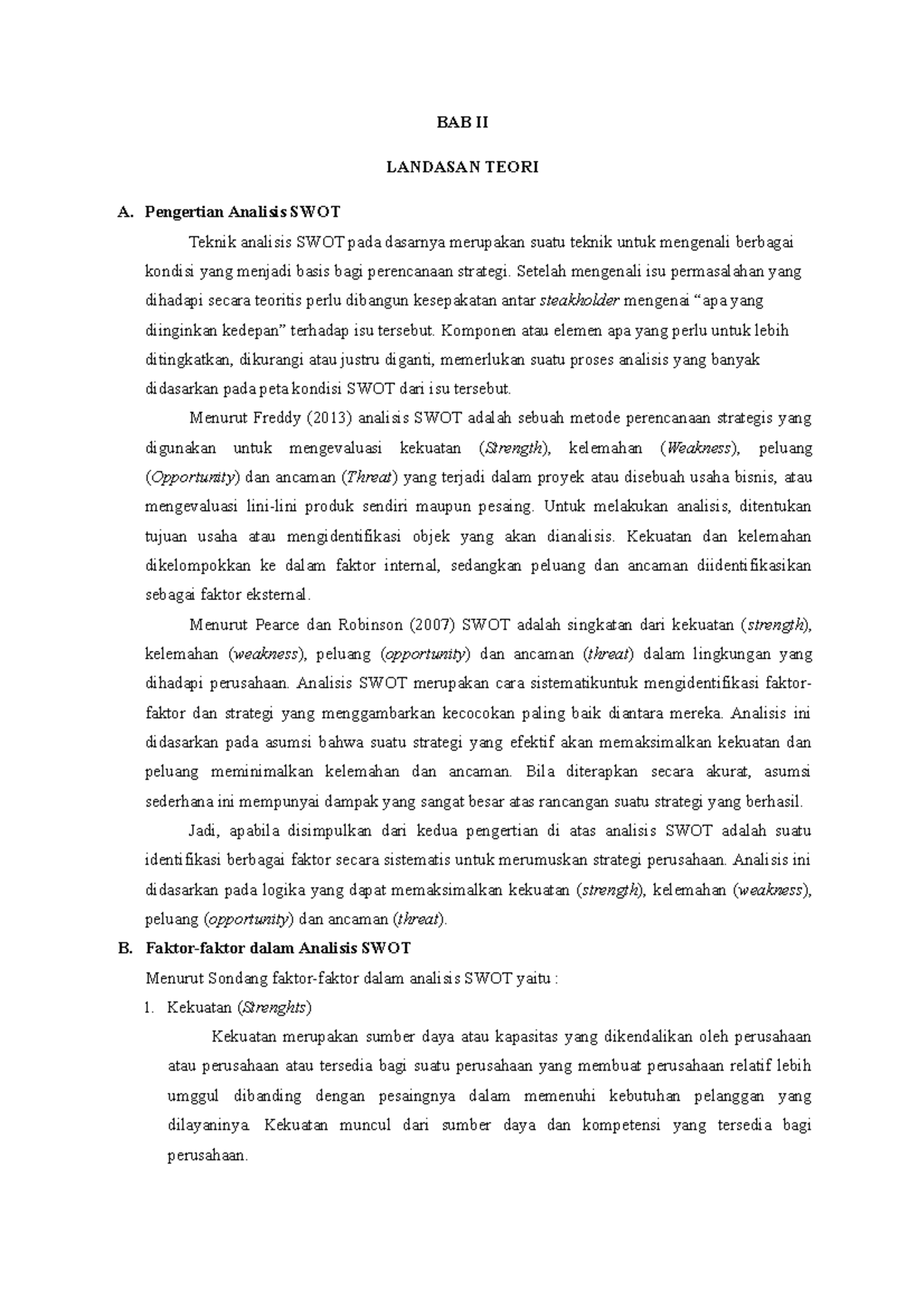 Analisis SWOT BAB II Revisi - BAB II LANDASAN TEORI A. Pengertian ...