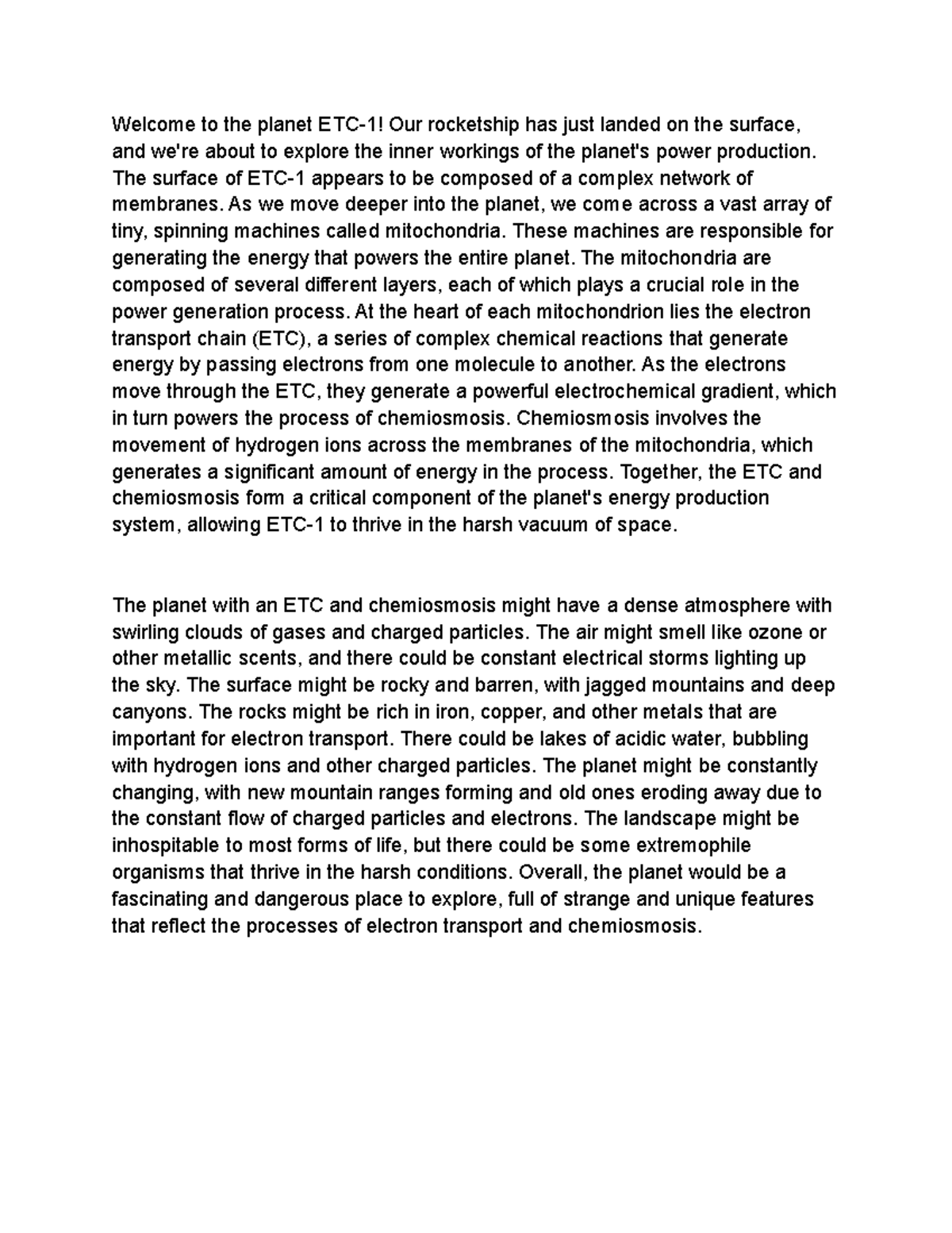 Welcome to the planet ETC-1 - The surface of ETC-1 appears to be ...