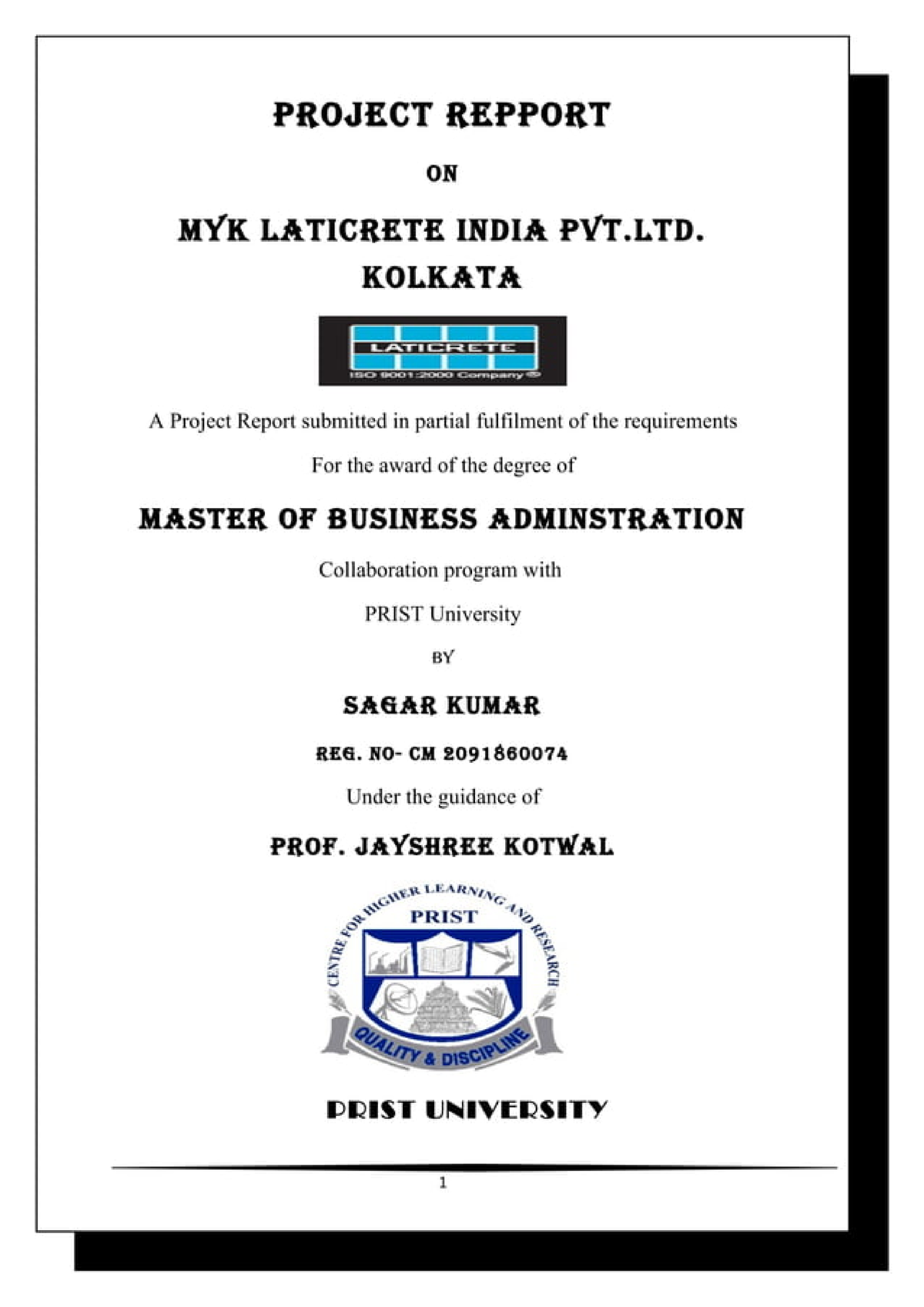 research report for mba