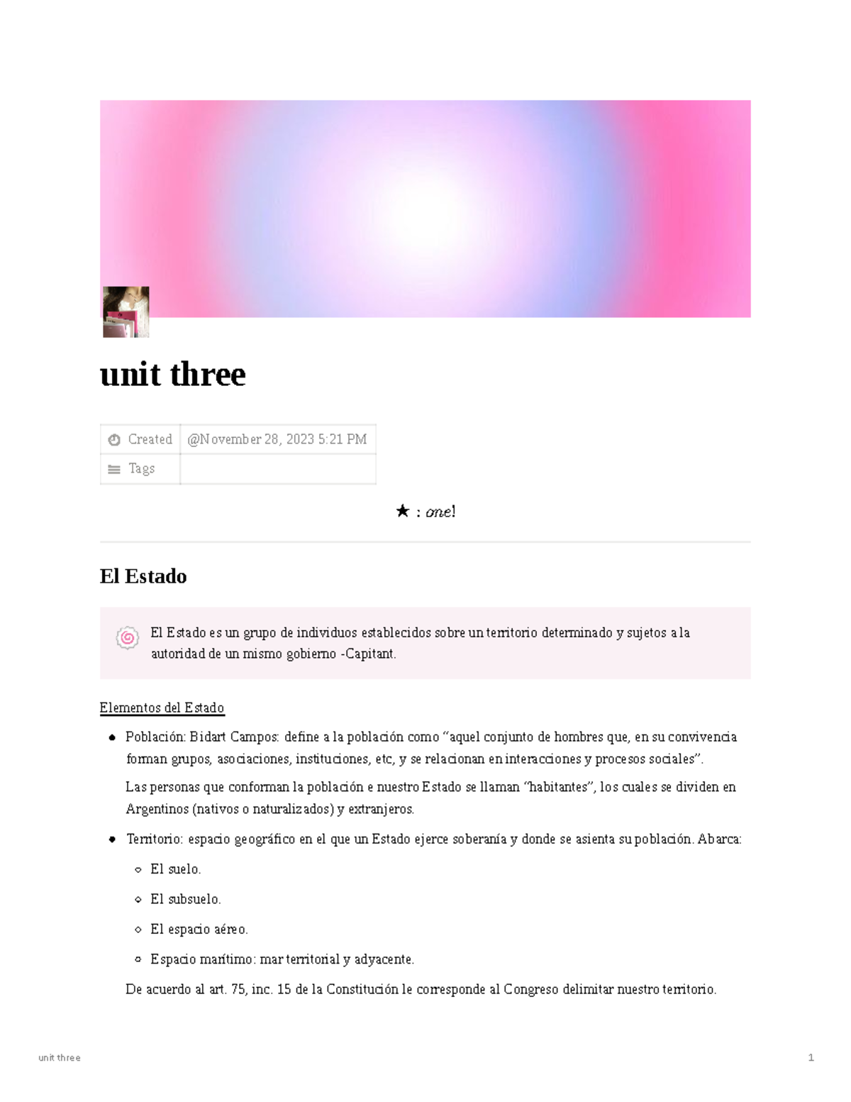 Derecho Constitucional - Unidad 3 - unit three Created Tags El Estado 🍥 ...