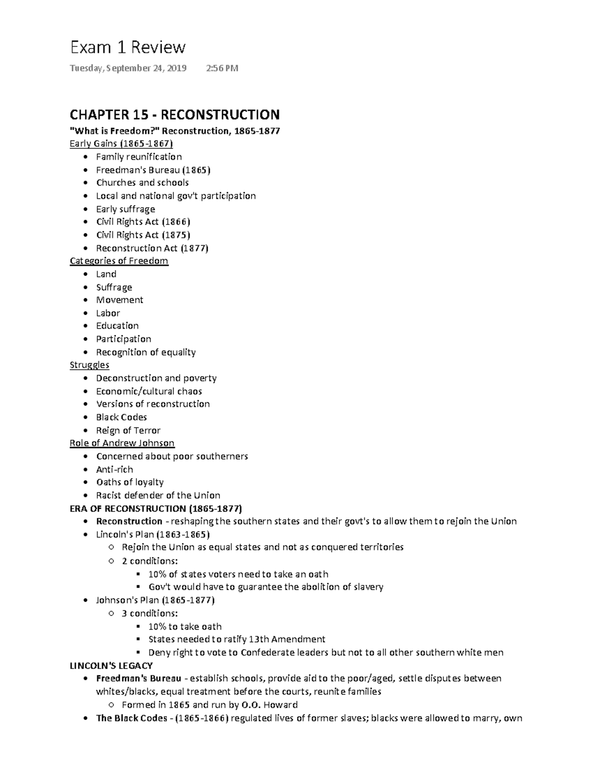 Exam 1 Study Guide - Exam 1 Review Tuesday, September 24, 2019 2:56 PM ...