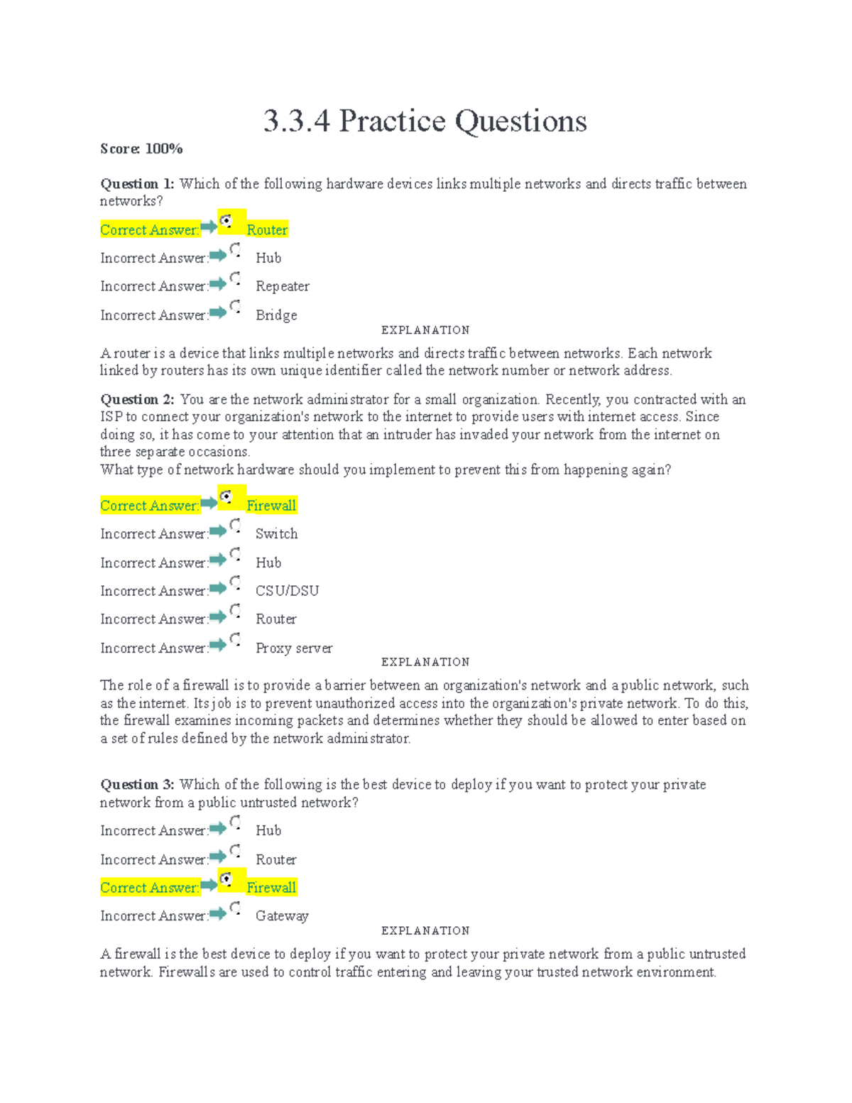 OLCreate: Purpose of network hardware and protocols The purpose of