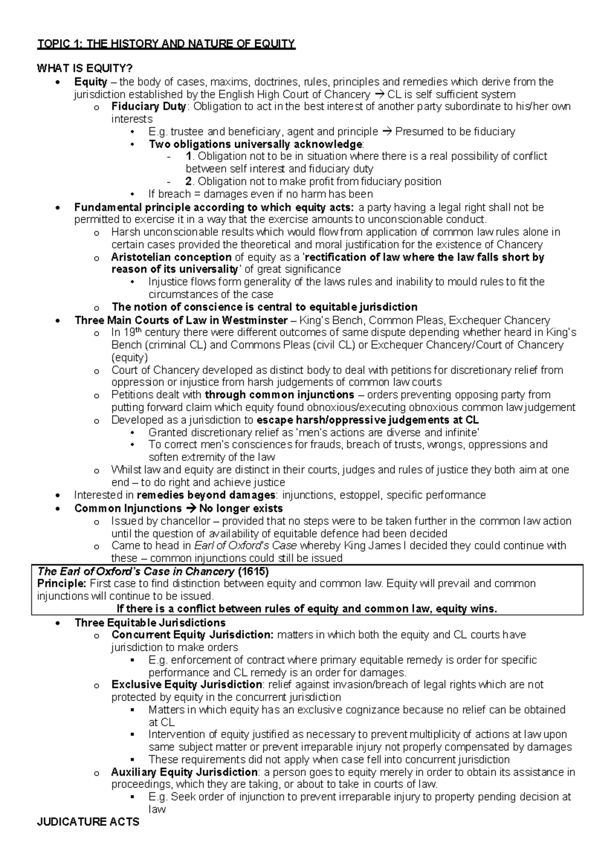 Practice Exam Notes - TOPIC 1: THE HISTORY AND NATURE OF EQUITY WHAT IS ...