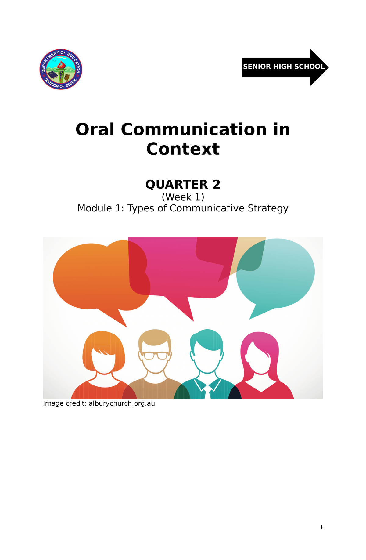 Oral Com Q2 Module 1 WK1 Studentscopy - Oral Communication In Context ...