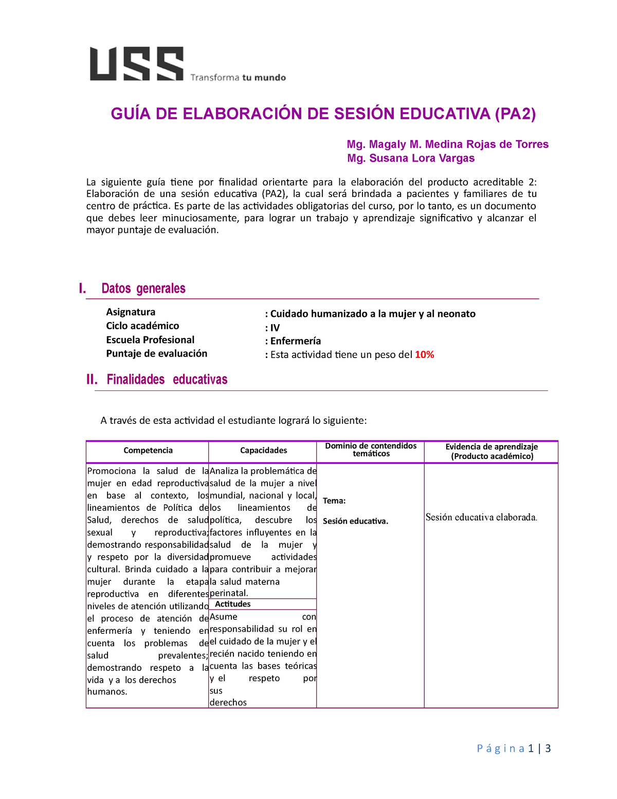 Guia De Sesión Educativa GuÍa De ElaboraciÓn De SesiÓn Educativa Pa2 Mg Magaly M Medina 9357