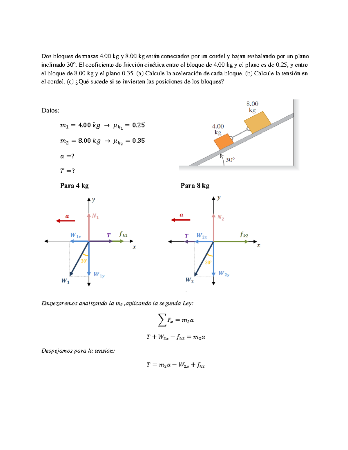 Practica Ejercicio Resuelto De Zemanski Dos Bloques De Masas Kg Y Kg Est N Conectados