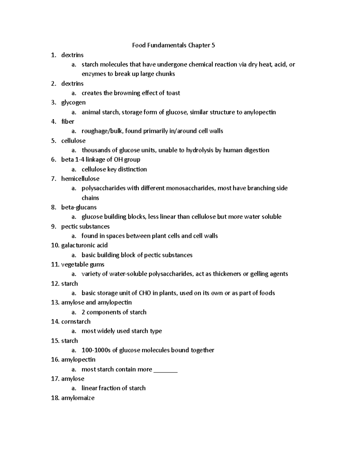 Food Fundamentals Chapter 5 - starch molecules that have undergone ...