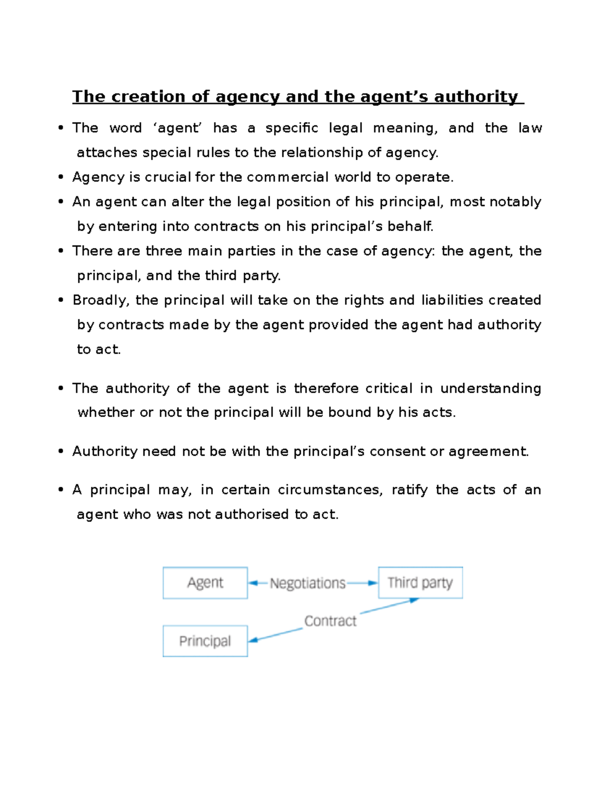 Agency LAW The creation of agency and the agent The creation of