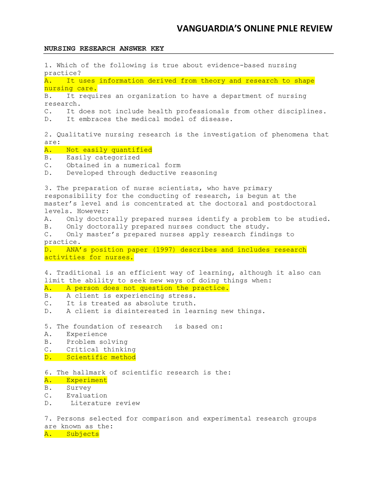 nursing research chapter 8 quizlet