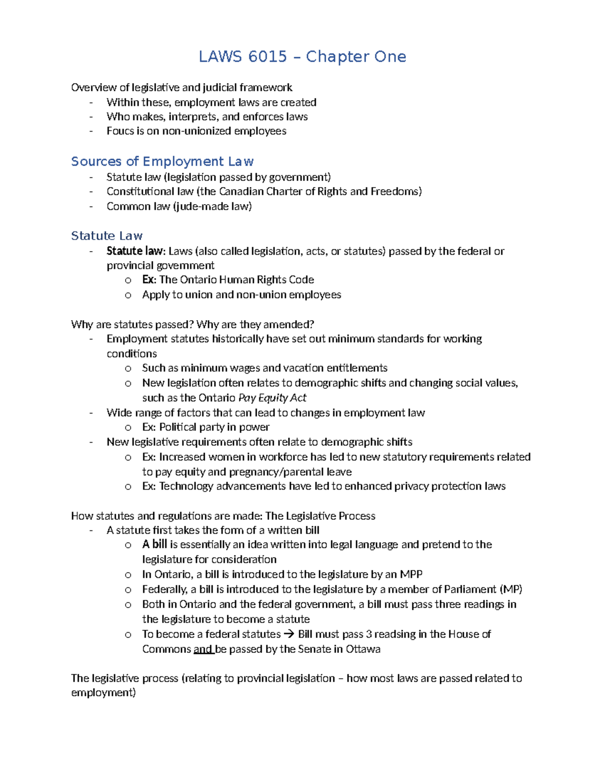Chapter 1 - Summary Employment Law for Business and Human Resources ...