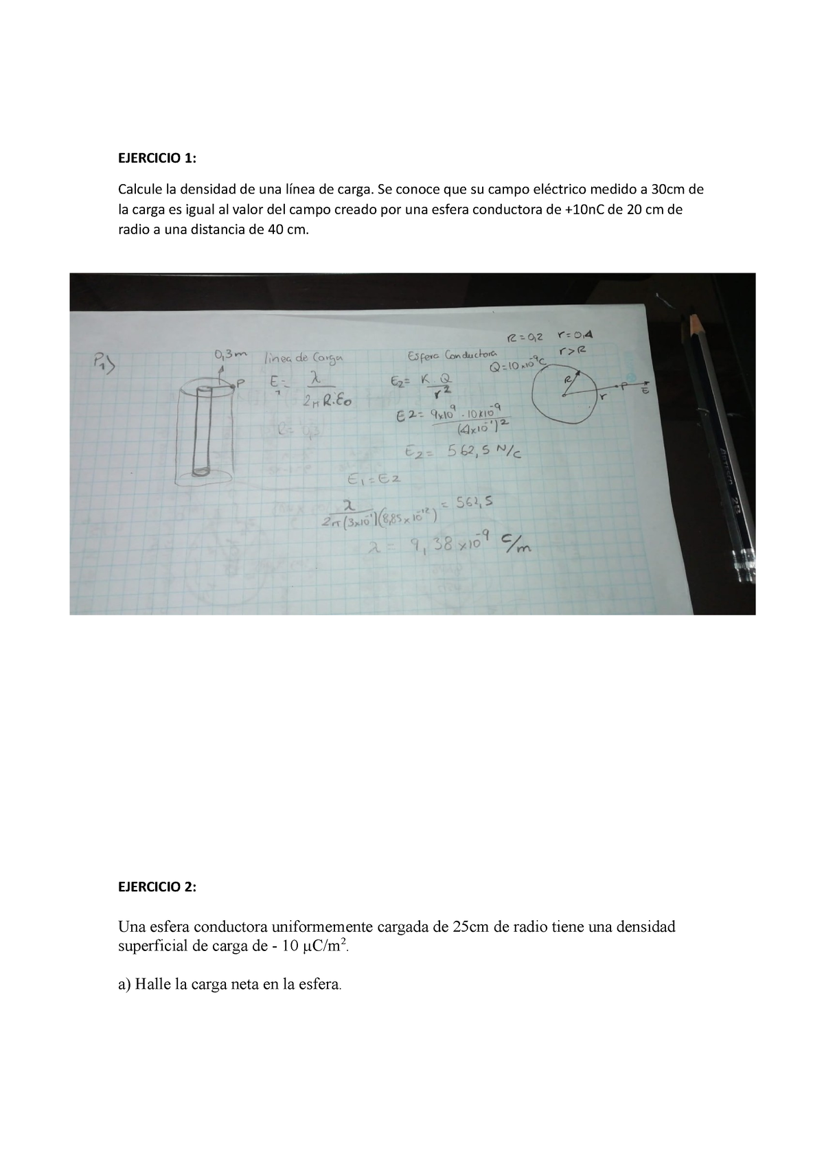 Taller Calificado V Para Ayudarles Ejercicio Calcule La Densidad De Una L Nea De Carga