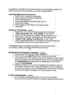 Learning Objectives Exam 1 - LEARNING OBJECTIVES FOR EXAM Lecture 1 ...
