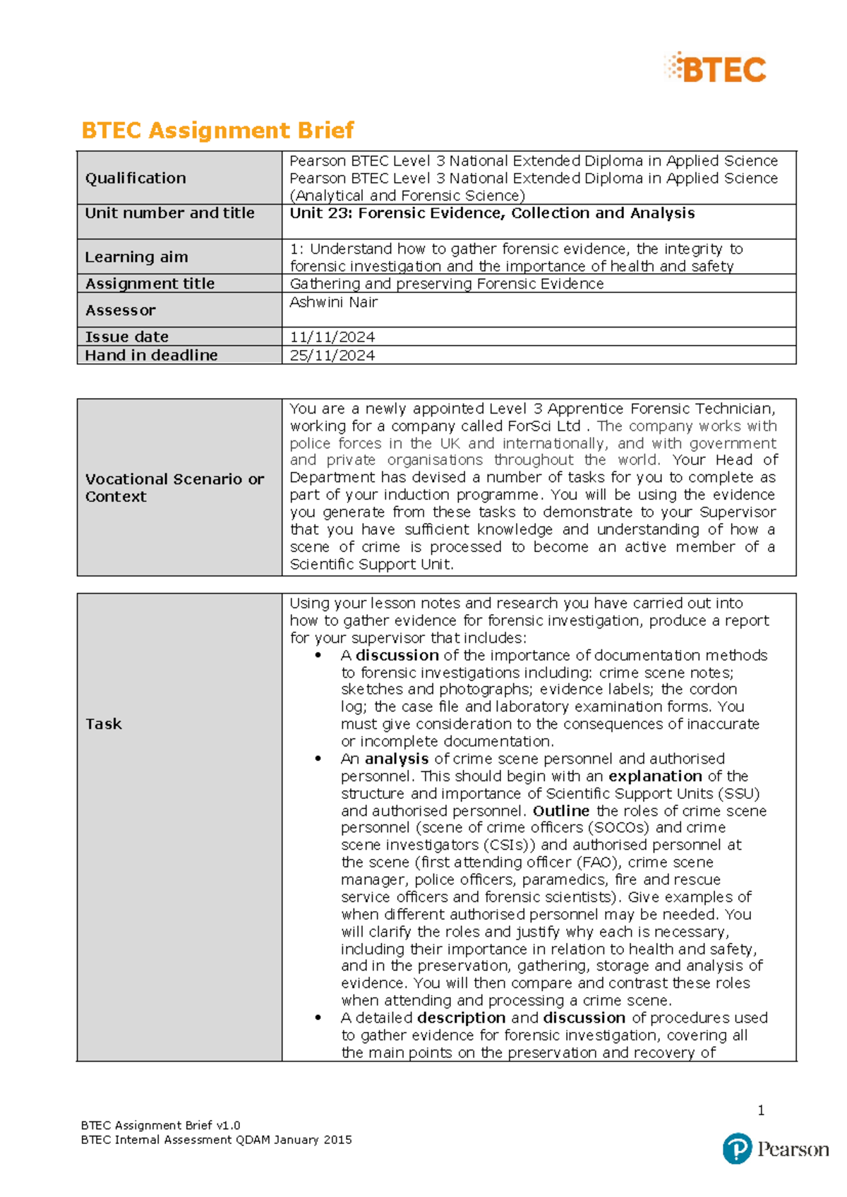 btec level 3 applied science unit 14 assignment 1