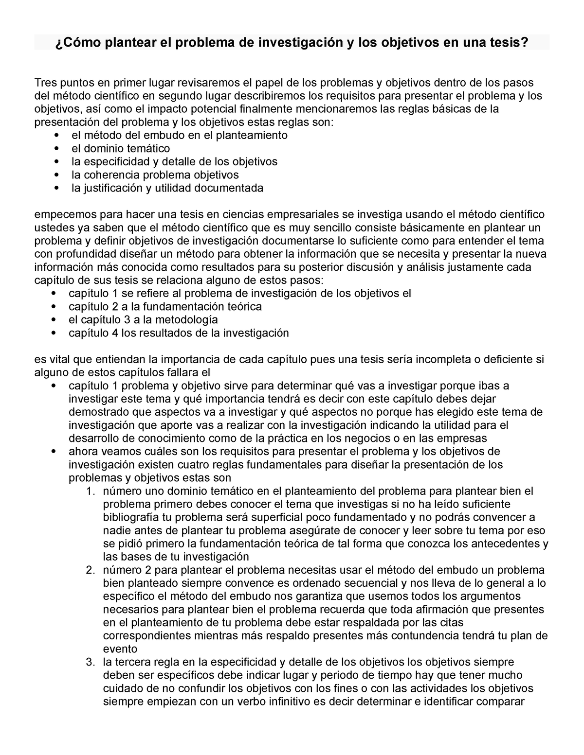 Cómo plantear el problema de investigación y los objetivos en una tesis ...