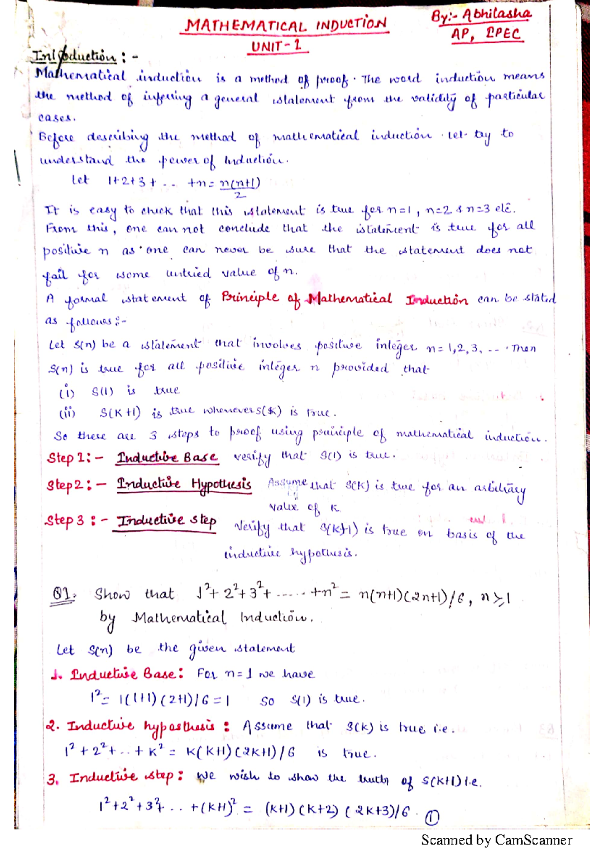 Mathematical Induction(UNIT 1) - Computer Organization & Architecture ...